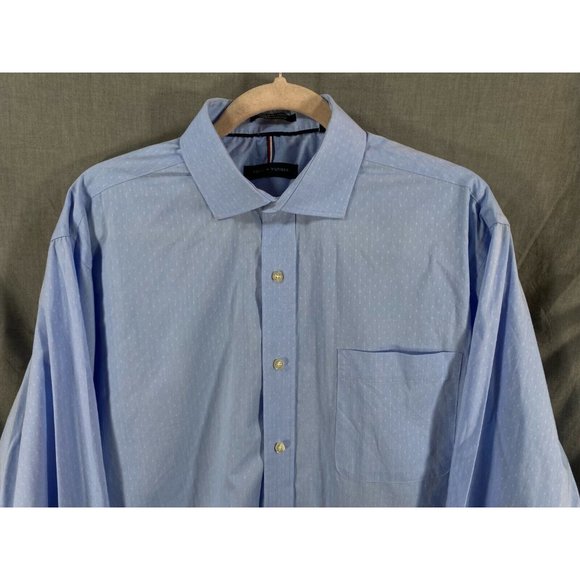 Tommy Hilfiger Button Up Shirt Adult Large 16-16 1/2 34-35 Blue‎ Casual Mens. - Picture 2 of 8
